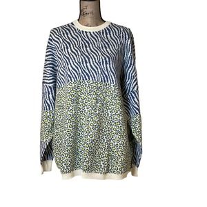 New With Tags. Spirit Jersey Oversized NY Animal Print Sweater. L